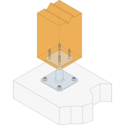 Pied de poteau réglable prêt à fixer – ép. 4 mm – kit complet