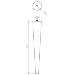 Pied de table fuselé bois Cime Ø60 H360 mm hêtre T7