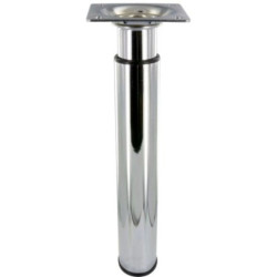 Pied cylindrique réglable Cime Ø30 mm 210 à 350 mm en acier chromé Platine 60 x 60 mm