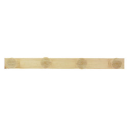 Patère bois pin brut 4 têtes à visser 475 mm