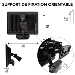 Projecteur Tibelec full screen blanc avec détecteur de mouvement IP44 50W/4150LM blanc