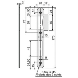 Gâche plate pour serrure D20 Assa Abloy. Compatible pêne demi-tour et condamnation, installation précise et durable.