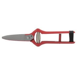 Epinette à vendange Carpa rouge avec écrou. Coupe précise des grappes, outil fiable pour vendanges et récolte de fruits.