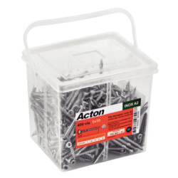 Vis terrasse Acton tête fraisée réduite six lobes double filet inox A2