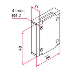 Coulisseau acier pour tirard tringle 20x4 mm