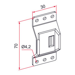 Gâche plate universelle acier 70 x 30 mm pour 3e point