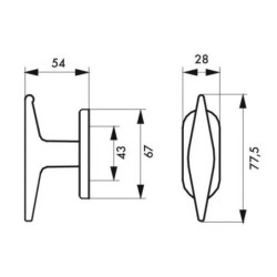 Bouton de fenêtre Leto/Maïa couleur F2 Thirard aluminium 88 x 28 mm