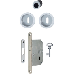 Set pour porte coulissante aluminium rosace ronde Hoppe