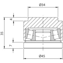 Pivot inférieur à souder modèle 87 Ø45 charge 200 kg