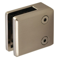 Pince glace carrée murale nickel brossé pour verre 8 mm