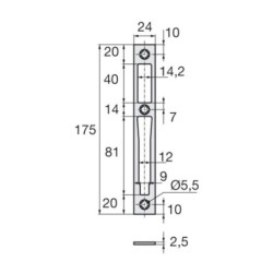 Gâche plate inox Assa Abloy 24 x 175 mm