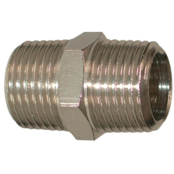 Raccord de jonction Mamelon F 1/2 M - 1/2 M en laiton nickelé cavalier par 1 Lacmé