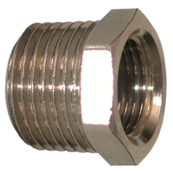Raccord de réduction D 3/8 F - 1/2 M en laiton nickelé cavalier par 1 Lacmé