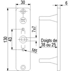 Crémone à doigts MAP-9 à fouillot pour tringle 8x5 mm