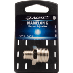 Mamelon C laiton nickelé 1/4" mâle vers 1/2" mâle