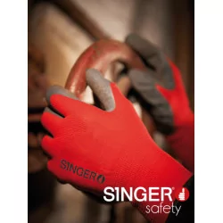 Gant latex polyamide dos aéré rouge Singer x10