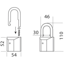 Cadenas ISEO GERA pour demi-cylindre européen laiton nickelé anse inox