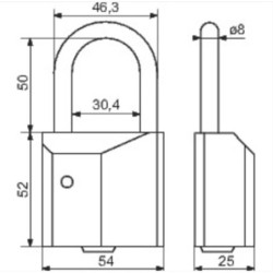 Cadenas ISEO GERA pour demi-cylindre européen laiton nickelé anse inox