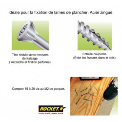 Vis Rocket parquet Torx Ø3,5 acier zingué – Boîte de 500
