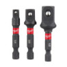 Kit 3 adaptateurs Shockwave Impact 1/4 - 3/8 - 1/2 Milwaukee