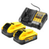 Pack 2 Batteries Powerstack XR 18V DEWALT 5Ah Li-Ion + Chargeur