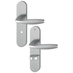 Poignée Hoppe New York WC/SDB alu aspect inox – bec de cane
