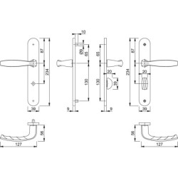 Poignée Hoppe New York WC/SDB alu aspect inox – bec de cane