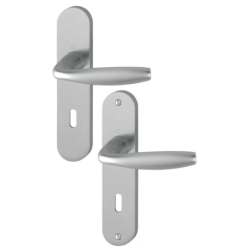 Poignée Hoppe New York WC/SDB alu aspect inox – bec de cane
