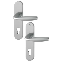 Poignée Hoppe New York WC/SDB alu aspect inox – bec de cane