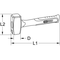 Massette Kstools manche collé tri-matière tête 1000 g 40 x 40 mm