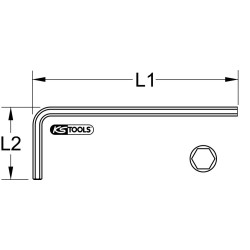 Clé mâle brunie 6 pans courte Kstools diamètre 1.3 mm