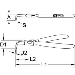 Pince à Circlips extérieur coudée 90° Kstools 160 mm