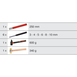 Module d'outils de frappe manche fibre pour servante KStools Pearl in et Dakar Kstools 9 pièces