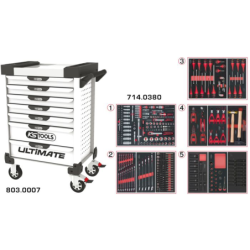 Servante Ultimate Kstools blanche 7 tiroirs équipée de 384 outils