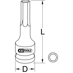 Douille à choc Torx 1/2 Kstools longue de 75 mm