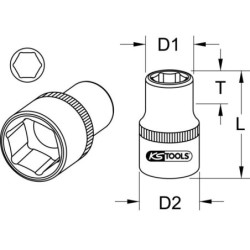 Douille 6 pans 1'' Kstools 65 mm