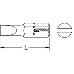 Boîte de 5 embouts de vissage fente 1/4 longueur 25 mm Kstools