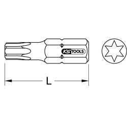 Boîte de 5 embouts de vissage torx 1/4 longueur 25 mm Kstools T20