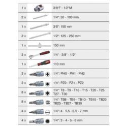 Coffret de douilles 6 pans et accessoires 1/4 - 3/8 - 1/2 KStools 195 pièces