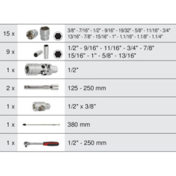 Coffret de douilles et accessoires Ultimate en pouce 1/2 Kstools 30 pièces