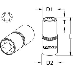 Rail de 7 douilles Torx 1/4 Kstools femelle de 4 à 11 mm