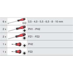 Jeu de 12 tournevis ultimate Kstools fente - phillips - pozidriv