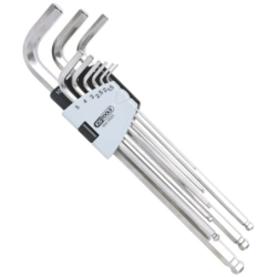 Jeu de 9 clés mâles extra longues inox 6 pans tête sphérique Kstools