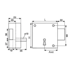 Serrure en applique Metalux DOM FC04611030 noire 80x80mm droite