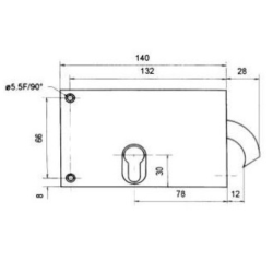 Serrure en applique Metalux à crochet cylindre européen axe 78mm gauche