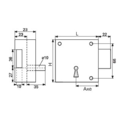 Serrure en applique Metalux DOM FC04611030 noire 80x80mm droite