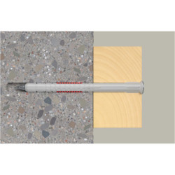 Cheville rallongée Fischer DuoXpand‑T – bimatière + vis tête fraisée, double ancrage