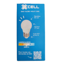 Ampoule LED SMD XXCELL G45 4.9W E27 4000K 470 lumens