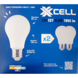 Ampoule LED SMD XXCELL 9.5W E27 4000K 1055 lumens (x2)