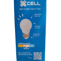 Ampoule LED XXCELL 6.5W 4000K G45 E27 806 lm globe milky